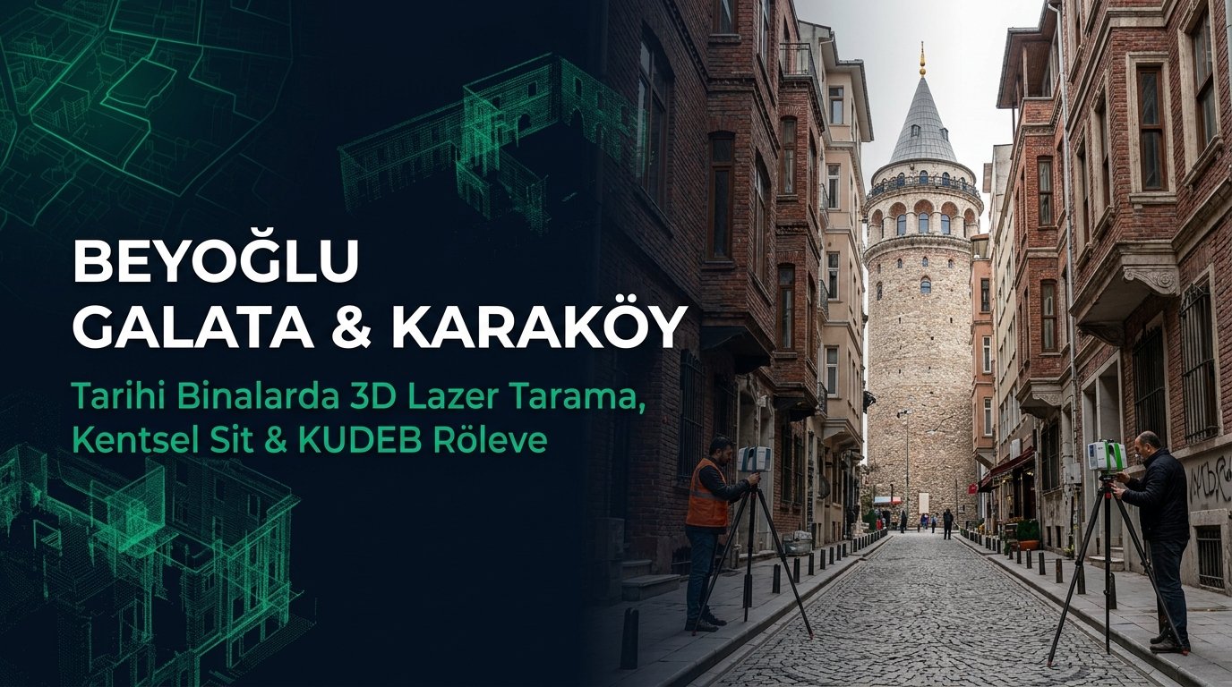 Beyoğlu Karaköy ve Galata Tarihi Binalarında Anıtlar Kurulu Onaylı 3D Lazer Tarama, Cephe Rölevesi ve Gabari Tespiti